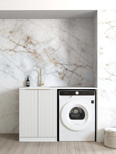 NOOSA WHITE BASE LAUNDRY CABINET WITH STONE TOP AND SINK 1300X600X900